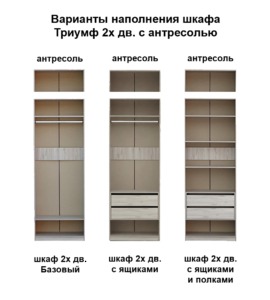 Шкаф Триумф 2х дв. с антресолью и зеркалом